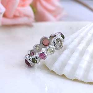 Anillo de Eternidad de Plata de Ley 925 con Turmalina Verde y Rosa Natural, Hecho a Mano, con Múltiples Piedras Preciosas, Joyería Fina para Mujer, Venta al Por Mayor - Product Image 5