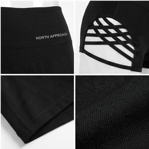 Short de yoga taille haute North Approach noir avec découpes, respirant, en Spandex et Polyester, pour femme - Product Image 4
