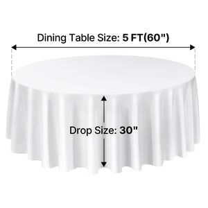 Lot de 2 nappes blanches en polyester, diamètre 120 pouces, résistantes aux taches et aux plis, lavables en machine - Product Image 5
