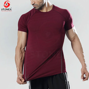 High Quality Men Gym <b>Shirt</b> <b>Polyester</b> Spandex Workout T <b>Shirt</b> Breathable Sportswear Bulk OEM Services - Product Image 2