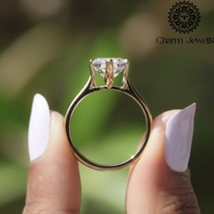 Bague de fiançailles Charm Jewells en moissanite taille coussin, certifiée IGI, 3 grammes, en argent plaqué or rose, sertie à griffes, pour femme - Product Image 2