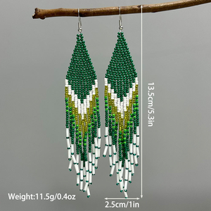 ต่างหูเม็ดลูกปัด 7 สี พู่ห้อยยาวสไตล์พื้นเมือง สำหรับงานแต่งงาน โดย MD HANDICRAFTS - Product Image 3