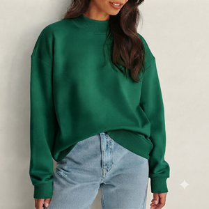 เสื้อสเวตเชิ้ตผู้หญิง แขนยาว คอเต่า ทรงหลวม ผ้าถักนุ่ม สไตล์สตรีทแวร์ สำหรับฤดูใบไม้ร่วงและฤดูหนาว ผ้าคอตตอนผสม สวมใส่สบาย - Product Image 1