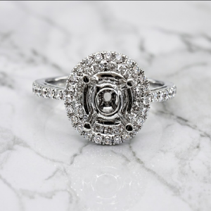 Bague de Fiançailles et de Mariage pour Femme en Or Blanc 18 carats avec Diamant Véritable, Monture Halo Simple, Personnalisable, Haute Qualité, Fabrication Chinoise - Product Image 2
