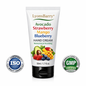 Crème pour les mains biologique à l'avocat, à la fraise, à la mangue et aux bleuets 30g Nourrissante OEM Étiquette privée Certifiée GMP - Product Image 3