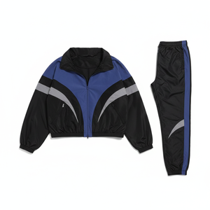 Custom Winter Casual Hooded Outdoor Regular Track Suit <b>Polyester</b>/Nylon Lightweight Track Pant Sweatsuits Jogging Set Solid - Product Image 2