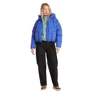 Blouson matelassé bleu à capuche, coupe courte, coupe-vent, épais, décontracté, hiver, unisexe, coupe régulière - Product Image 4