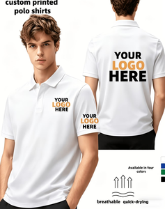 Custom Printed Cotton Men's Polo Shirt White Breathable Quick Dry Work Fashion Uniform ODM Service Oeko-<b>Tex</b> Certified Reflective - Product Image 1