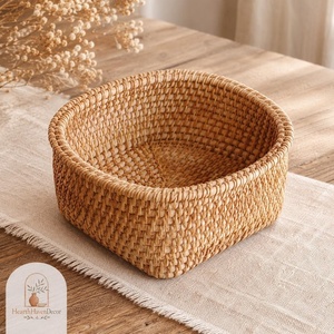 Cesta Redonda de Mimbre Tejida a Mano, Estilo Rústico y Ecológico, con Capacidad de Más de 501 ml, para Almacenar Frutas y Pan en la Cocina - Product Image 1