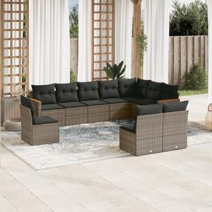 10 piezas Modular gris Poly Rattan Garden Sofa Set Garden Sets - Product Image 1