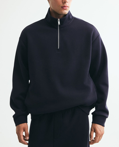 Wholesale <b>Men's</b> Autumn Solid Long Sleeve Fleece <b>Hoodie</b> Half-Zipper Custom Logo Plus Size 3D Embroidered Pullover Quick Dry New - Product Image 5