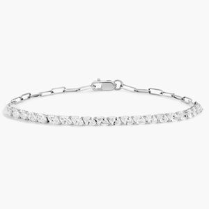 Women's Luxury Mini Half Tennis <b>Bracelet</b> with 2 CTW Marquise Cut Filled Lab-Grown Diamonds in White Gold - Product Image 3