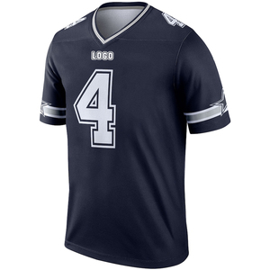 Camiseta de Fútbol Americano Unisex Azul Marino, Cuello en V, Manga Corta, Absorbe la Humedad, Impresión por Sublimación, Número 4, Equipo 00, Ajustada, 100% - Product Image 5