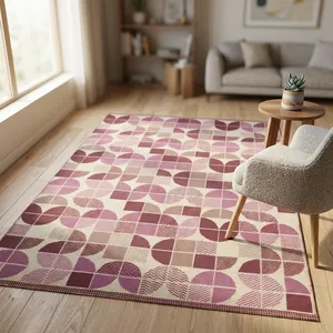 Alfombra de Área Rectangular Moderna de Algodón con Diseño Geométrico, Hecha a Mano, Lavable, Acolchada, de Tejido Plano, Verde, con Base Antideslizante de Látex - Product Image 2