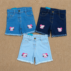 Girls Embroidered Denim Shorts Assorted Design Stock Apparels Kids Clothing Tshirts Casual Summer Wear Bangladesh Stock Apparels - Product Image 4