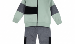 Conjunto Deportivo para Niños con Bloques de Color, Manga Larga, Cierre de Cremallera, Cuello Alto, Informal, Otoñal, Algodón de Peso Medio, Corte Regular - Product Image 5