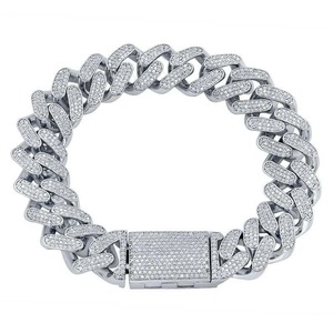 Iced Moissanite Diamond Hip Hop Cuban Link <b>Bracelet</b> For Men Round Cut Diamond Jewelry Celebration Party Gift For Unisex - Product Image 4
