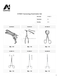 Ensemble d'instruments d'examen gynécologique professionnel A-1 VERITAS GYN001FR en acier inoxydable, compatible avec l'autoclave, certifié CE - Product Image 3