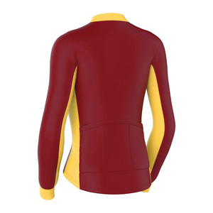 เสื้อแจ็คเก็ตซิปยาวสีแดงเหลือง แต่งแถบสีเขียวอมฟ้าและสีน้ำเงิน ผ้าโพลีเอสเตอร์ยืดได้สี่ทิศทาง - Product Image 6