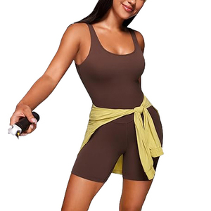 Athletic Women <b>Romper</b> With Tummy Control One Piece Bodycon <b>Shorts</b> Bodysuit Activewear for Yoga Fitness Gym - Product Image 4