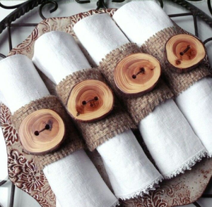 Anneau de serviette en jute tressé rustique avec une bande à motif à carreaux crème clair, disponible à prix de gros. - Product Image 3