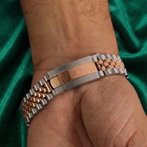 Montre à cadran noir avec lunette sertie de diamants bicolores, bracelet Jubilé, affichage de la date, cadeau pour lui, cadeau d'anniversaire - Product Image 4