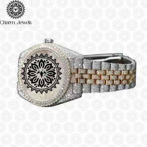 Montre de luxe Charm_Jewels en acier inoxydable, boîtier carré 40 mm, cadran incrusté de diamants, mouvement mécanique analogique, étanche 10 bars - Product Image 2
