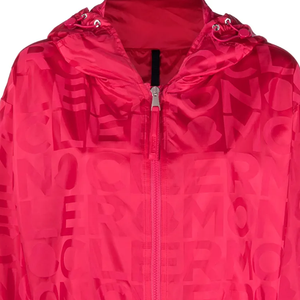 Vernant Fuchsia Pink Coated Logo Print Stand Zipper Hooded Windbreaker Jacket Unisex Luxury Transitional Streetwear Outerwear - Product Image 5