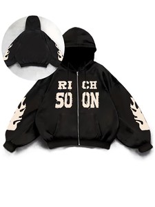 Sudadera con capucha para hombre, personalizada, 2026, de invierno, 100% algodón, con cremallera, efecto desgastado vintage, lavado ácido, textura gofrada, térmica, desgastada, de secado rápido y transpirable - Product Image 3