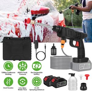 Idropulitrice Portatile Senza Fili 400PSI 300W con 2 Ugelli e Bottiglia per Schiuma, Batteria Ricaricabile 1200mAh per Lavaggio Auto, 300W Funzioni - Product Image 1