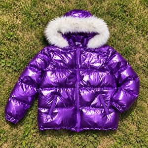 Veste d'hiver matelassée respirante et écologique à capuche en fourrure, coupe-vent, entièrement zippée, personnalisable, isolée, unisexe, style streetwear, finition verte - Product Image 2