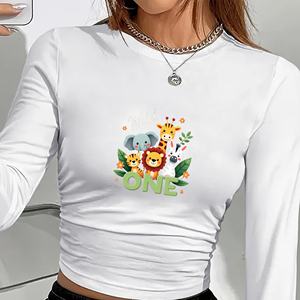 เสื้อยืดแขนยาวผู้หญิงลายสัตว์ป่าพิมพ์ลาย Y2K คอกลม แฟชั่นทันสมัยสำหรับทุกฤดูกาล - Product Image 4