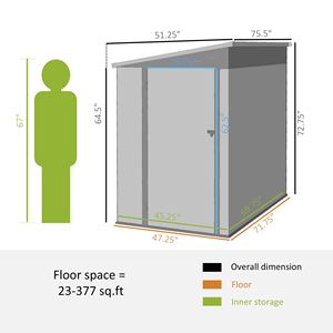 Casetta Porta Attrezzi in Metallo 4x6ft con Serratura e Prese d'Aria per Facile Montaggio - Product Image 3
