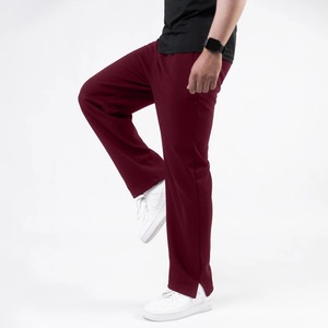 Pantalon décontracté pour homme, coupe droite, couleur marron, avec poches latérales, taille élastique, mélange de coton et de spandex tricoté, respirant, pour l'automne - Product Image 4
