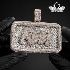 Export Quality Moissanite Hip Hop Pendant D Color VVS 925 Silver Jewelry for Birthday Anniversary Gift Available For Sale - Product Image 1