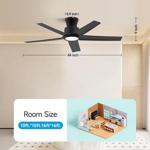 Ventilatore da soffitto moderno a LED da 44 pollici con lampadario ed estensione da 9 pollici X 44 X 9 - Product Image 3