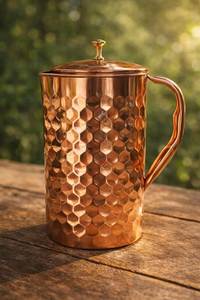 Ensemble de carafes en cuivre pour une hydratation avancée, solution de stockage d'eau pour un style de vie sain, ensemble en métal avec verres, durable, réutilisable, pour la cuisine et la salle à manger - Product Image 6