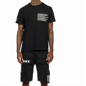 Ensemble T-shirt et short pour homme, coupe décontractée, pour entraînement décontracté, tenue de sport deux pièces, tenue de fitness, entraînement quotidien - Product Image 2
