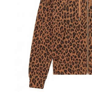 High Sales Custom Logo Women's Leopard Print Hooded Sweatshirt Full Sleeve <b>Zipper</b>-Up Embroidered Logo Casual Autumn Wear - Product Image 6