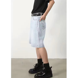 Shorts en jean stretch décontractés pour hommes, bleu et noir, en toile, style urbain - Product Image 5