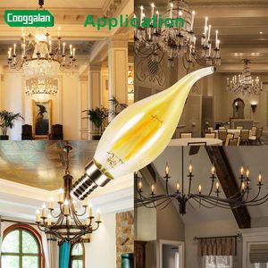 Bombilla LED Candelabro E12 Ámbar Regulable de 25 Vatios Equivalente, CA11 2W, Filamento Decorativo con Punta de Llama para Lámparas de Araña - Product Image 6