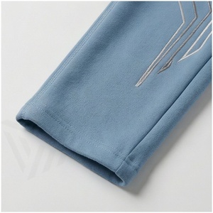 Women's Light Blue Hooded Tracksuit Set 2-Piece <b>Fleece</b> <b>Sweatshirt</b> and Jogger Pants with Geometric Design Casual Autumn Wear - Product Image 6