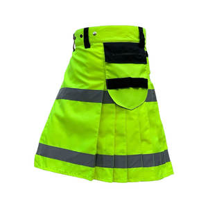 Kilt de bombero verde neón para hombre con cinta reflectante, kilt utilitario, kilt moderno de moda escocesa - Product Image 3