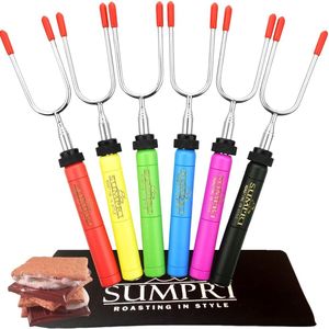 Juego de 6 Palitos Telescópicos Giratorios para S'mores, Utensilios para Asar Malvaviscos en Fogatas, para Acampar - Product Image 1