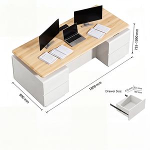 Bureau de direction en forme de L, réglable en hauteur jusqu'à 70,8 pouces, avec base de rangement double et cloison d'intimité, modèle D0100XFXRD7 - Product Image 2