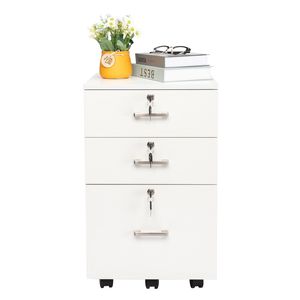 Armadietto Portadocumenti in Legno Bianco con Tre Cassetti, Mobili in Legno per Archiviazione - Product Image 3