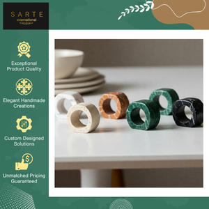 Top Notch Quality Eco-Friendly Luxury Handcrafted Dining Tableware <b>Travertine</b> Stone Napkin Rings Customized Color Stocked Modern - Product Image 5