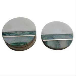 Juego de 4 Posavasos de Piedra Hechos a Mano con Incrustaciones de Mármol de 5 mm, Diseño Moderno y Ecológico de la India - Product Image 4