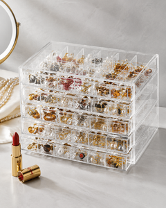 Acrylic Modern Eco-friendly for Earring <b>Storage</b> <b>Box</b> Clear Plastic Jewelry Display Stand 5 Drawers 120 <b>Small</b> Compartment Tray - Product Image 3