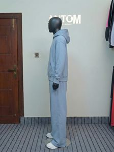 Ensemble de survêtement décontracté à capuche pour homme, pantalon de jogging et sweat-shirt respirant, uni et épais, personnalisable - Product Image 3